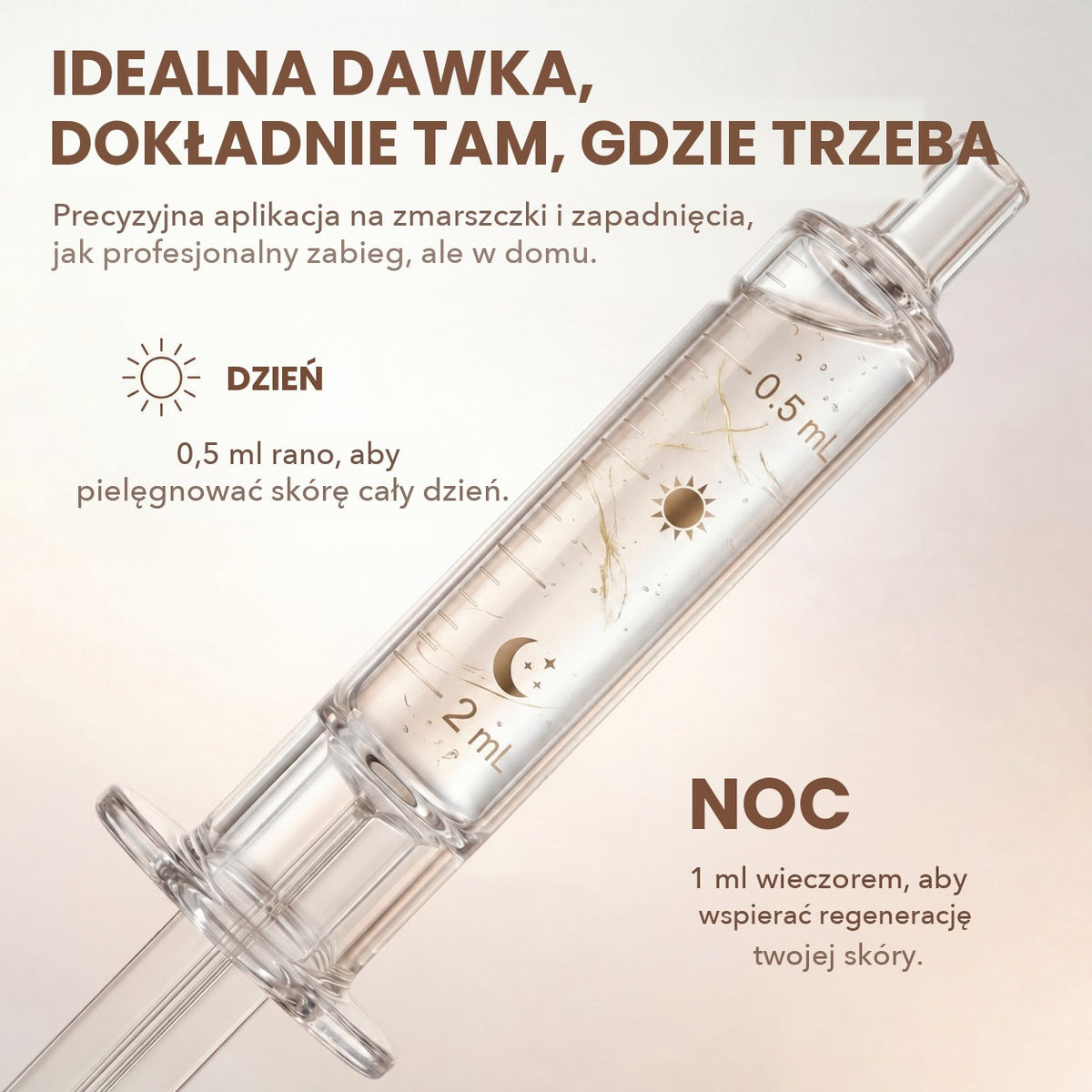 Dawka na dzień i na noc ze strzykawką bez igły