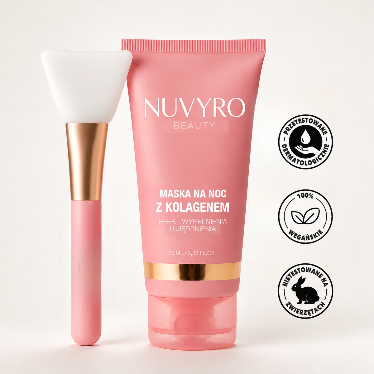 Koreańska kolagenowa maska na noc Nuvyro Beauty 75 ml z pędzelkiem