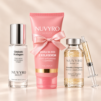 Maska na noc z kolagenem Nuvyro z serum VoluFine i ampułką GoldLift